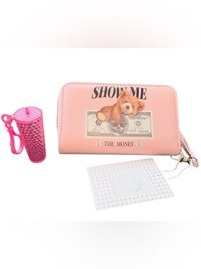 Pink Teddy 'Show Me The Money' Zip Wallet